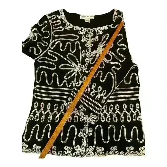 Lauren Michelle Women's Black Embroidered Cardigan Sweater Size M - Picture 6 of 6